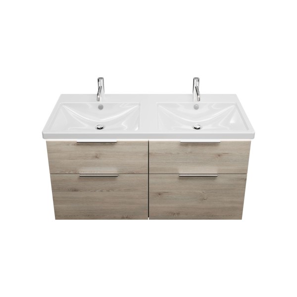 Burgbad Keramik Waschtisch-Set Eqio Eiche Dekor Flanelle/Alpinweiss, SEZD123F2632C0001