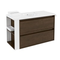 Cosmic Bsmart Waschtisch Cosmic Bsmart Waschtisch (Keramik) Mit Unterschrank, 101X46X65Cm, Eiche Schokolade-Weiss , B0802