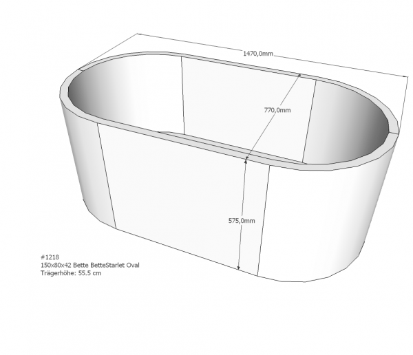 Neuesbad Wannenträger für Bette Starlet (oval) 1500x800