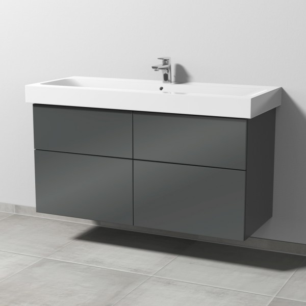 Sanipa 3way Waschtischunterbau zu Geberit iCon Waschtisch mit 4 Auszügen, Anthrazit-Glanz