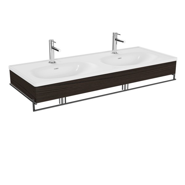 VitrA Equal Set Doppelwaschtisch 130 cm mit Holzblende und Handtuchhalter 2 Becken 2,81088
