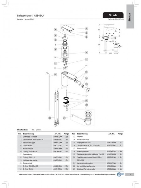 Ideal Standard Abdeckkappe STRADA, Multiport Kart., F960874AA Chrom