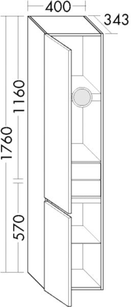 Burgbad Hochschrank Lin20 Acryl/Lack Matt 1760x400x345 Trend-/RAL-Farbe Matt, HSPH040LF5383