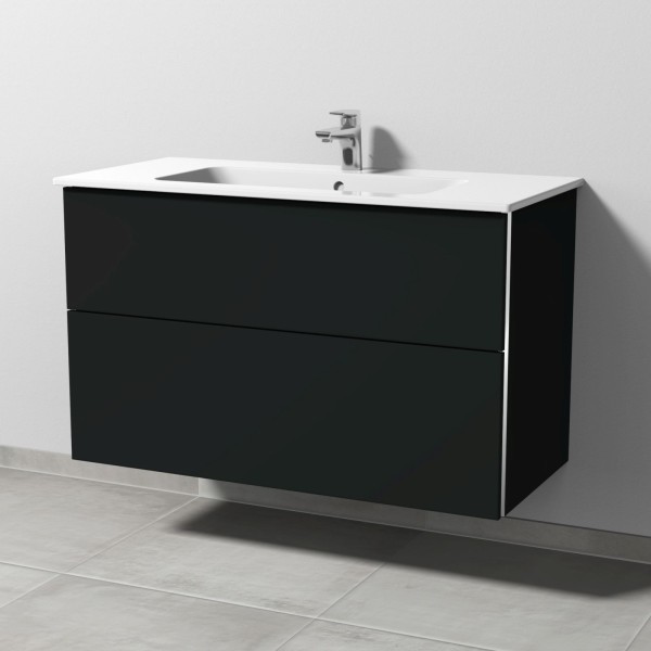 Sanipa 3way Waschtischunterbau zu Duravit ME by Starck Waschtisch mit 2 Auszügen, Vulkan-Matt