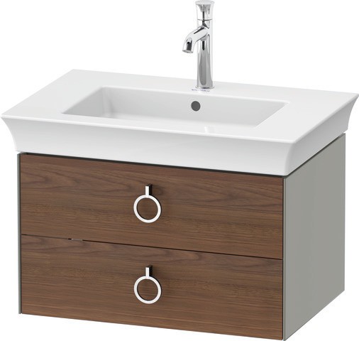 Duravit White Tulip Waschtischunterbau wandhängend Amerikanischer Nussbaum & Stein Grau Matt & Seide