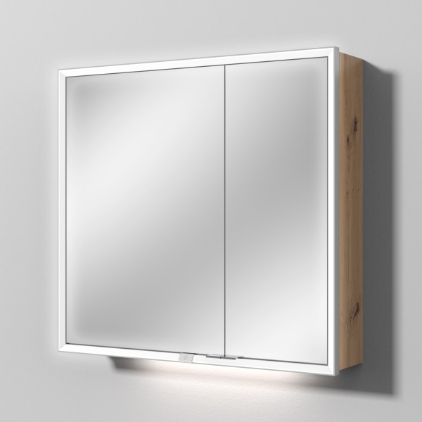 Sanipa Reflection Spiegelschrank MILO 80 mit LED-Beleuchtung, Eiche Natural-Touch, AU03285