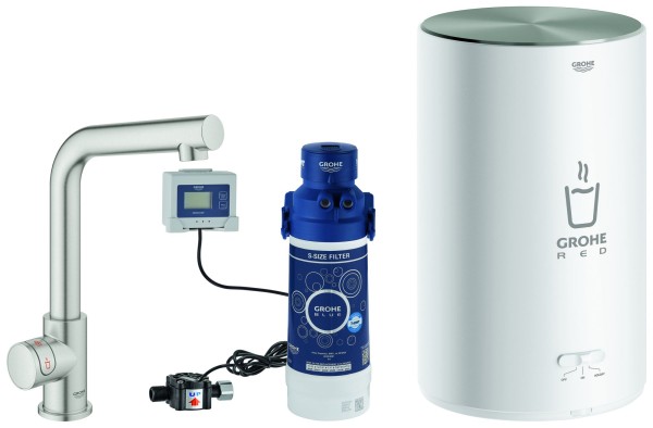 GROHE Standventil und Boiler Red Mono 30339 M-Size L-Auslauf supersteel, 30339DC1