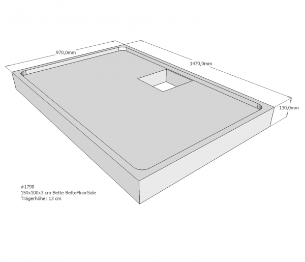 Neuesbad Wannenträger für Bette Floor Side 1500x1000