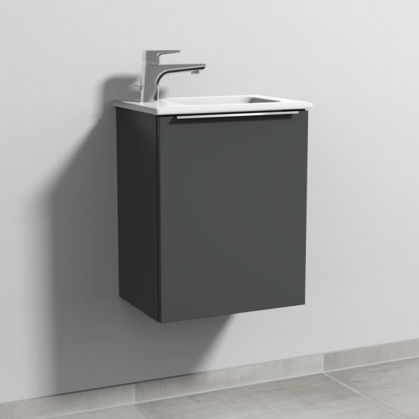 Sanipa 3way Waschtischunterbau zu Duravit ME by Starck Waschtisch mit 1 Tür, Anthrazit-Matt