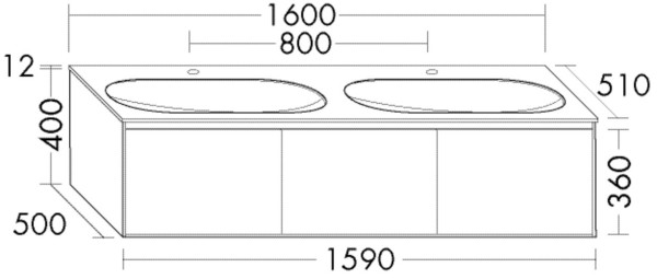 Burgbad Glas Doppel-Waschtisch-Set rc40 Grau Ultramatt/Schilf Matt, SGAV160F5761A0067