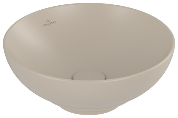 Villeroy & Boch Loop & Friends Aufsatzwaschbecken, 380 x 380 x 150 mm, Almond CeramicPlus, mit Überl