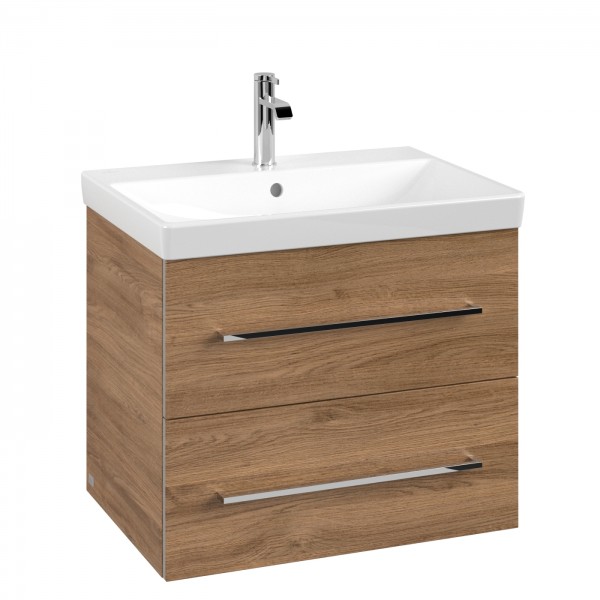 Villeroy & Boch Avento Waschbeckenunterschrank, 2 Auszüge, 626 x 514 x 452 mm, Kansas Oak