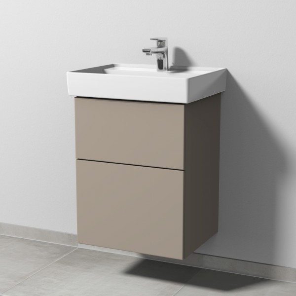 Sanipa 3way Waschtischunterbau zu Villeroy & Boch Collaro Waschtisch mit 2 Auszügen, Sandgrau-Matt