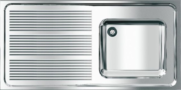 KWC Aquarotter Gewerbespüle, MAXIMA, Edelstahl, 1200x382x600 mm, Tropfteil links, 2000057698