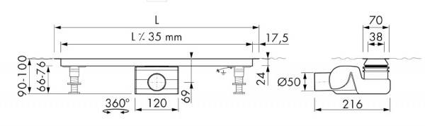 ESS XS-line Rohbauset 70 cm, XS-ROH-700