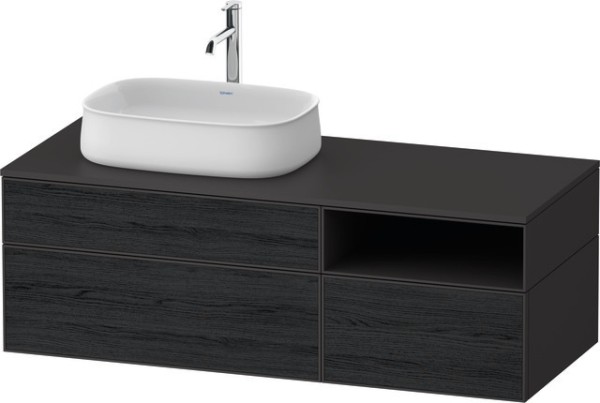 Duravit Zencha Konsolenwaschtischunterbau wandhängend Eiche Schwarz & Graphit Matt & Supermatt 1300x