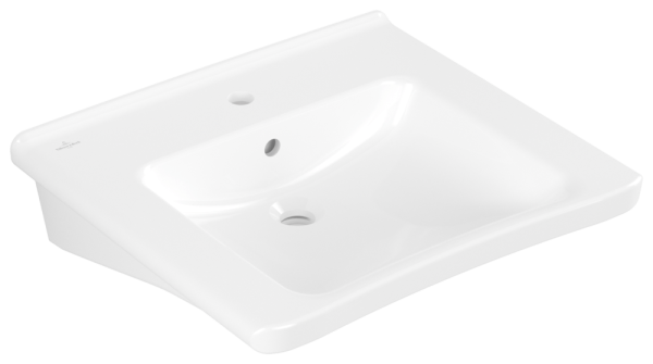 Villeroy & Boch Waschbecken ViCare 4A8060 600x550mm,, 1 Hahnloch mit Überlauf Weiss Alpin cplus