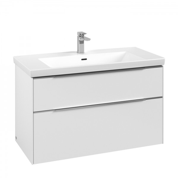 Villeroy & Boch Subway 3.0 Waschbeckenunterschrank, 2 Auszüge, 973 x 579 x 462 mm, Pure White / Pure