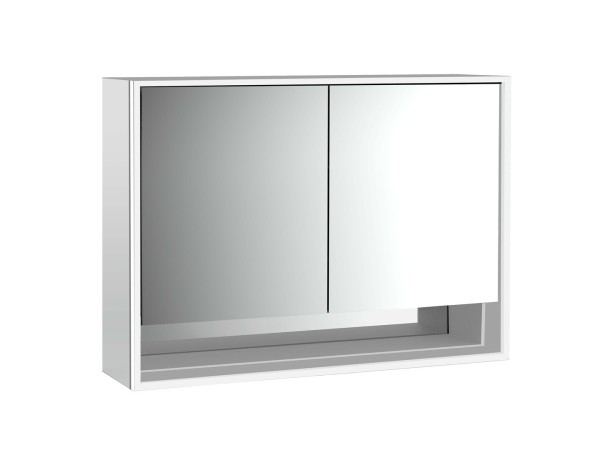 emco LED-Lichtspiegelschrank Loft mit Unterfach Aufputz, 1000 mm, 2-türig Rückwand verspiegelt, 9798
