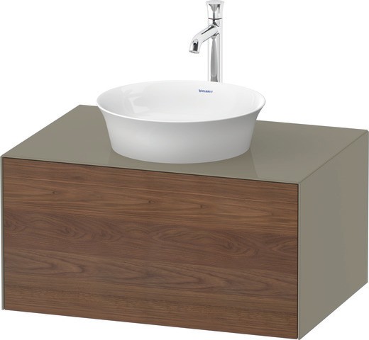 Duravit White Tulip Konsolenwaschtischunterbau wandhängend Amerikanischer Nussbaum & Stein Grau Matt