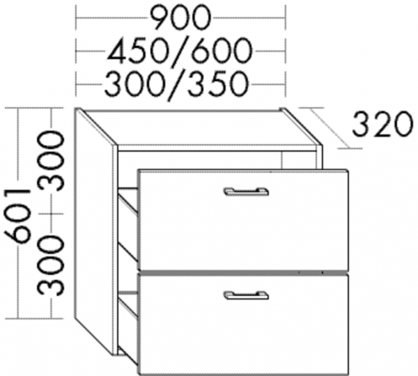 Burgbad Unterschrank Sys30 PG1 Aqua 601x300x320 Weiß Matt, U3033F1719