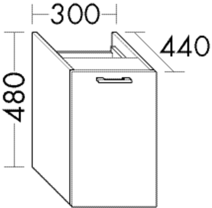 Burgbad Unterschrank Sys30 PG2 Echo 480x600x440 Weiß Hochglanz, WUYQ060461