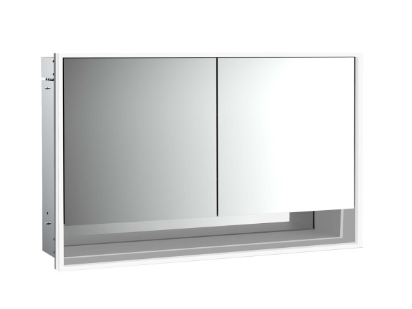 emco LED-Lichtspiegelschrank Loft mit Unterfach Unterputz, 1300 mm, 2-türig Rückwand weiß, 979806221