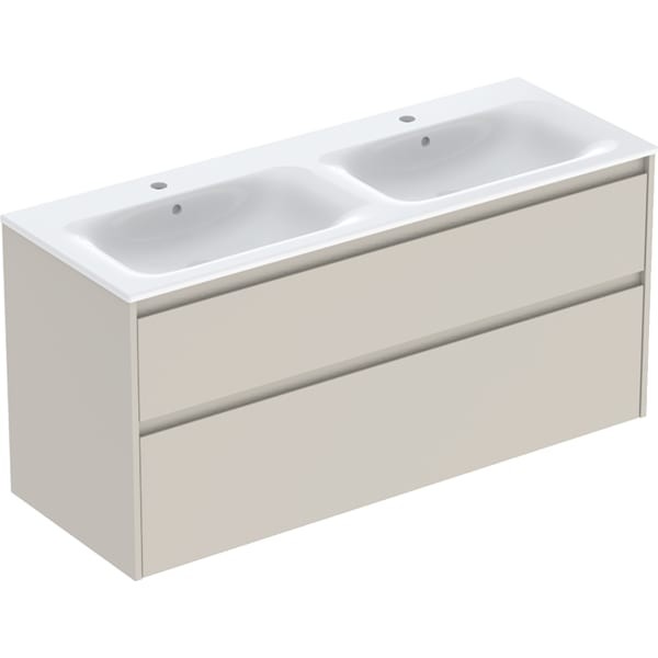 Geberit Renova Plan Set Doppelmöbelwaschtisch schmaler Rand, mit Unterschrank, zwei, 504042DB8
