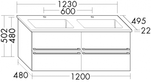Burgbad Keramik Waschtisch-Set Bel Matt Dunkelgrau Matt/Alpinweiss, SFOH123F2083C0001