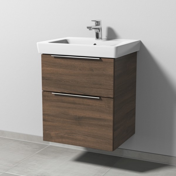 Sanipa 3way Waschtischunterbau zu Villeroy & Boch Subway 2.0 Waschtisch mit 2 Auszügen, Eiche-Arizon