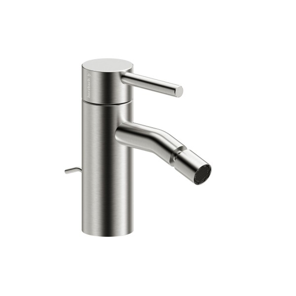 Herzbach DEEP iX Bidet-Einlochbatterie mit Zugstangen-Ablaufgarnitur Edelstahl, 18.023360.1.09