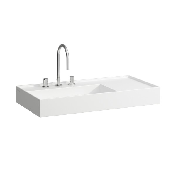 LAUFEN Aufsatz-Waschtisch Kartell 460x900x150, 1 Hl., ohne Üb. , geschliffen Abl. rechts, LCC weiss