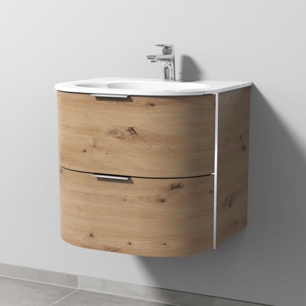 Sanipa 4balance Glas-Set mit 2 Auszügen, Eiche Natural-Touch, DG20185