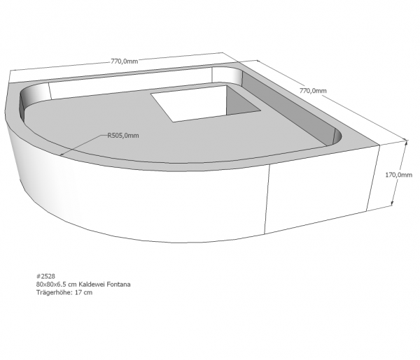 Neuesbad Wannenträger für Kaldewei Fontana 80x80x6,5 Viertelkreis
