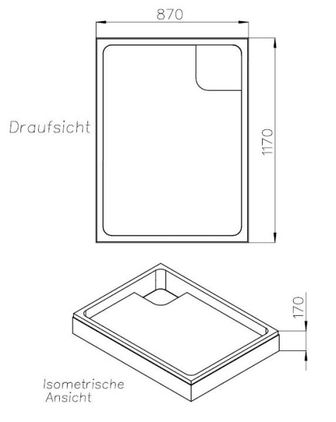 Neuesbad Wannenträger für Villeroy & Boch O.Novo Duschwanne 90x120x6