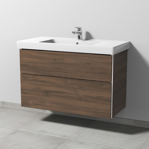 Sanipa 3way Waschtischunterbau zu Villeroy & Boch Subway 2.0 Waschtisch mit 2 Auszügen, Eiche-Arizon