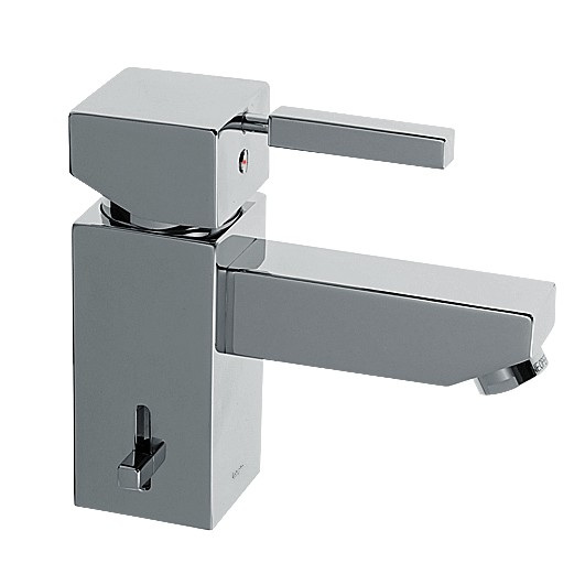 KAJA-Aquadrat Einhebel-Waschtischbatterie mit Ablaufgarnitur, Ausl. 120 mm, chrom