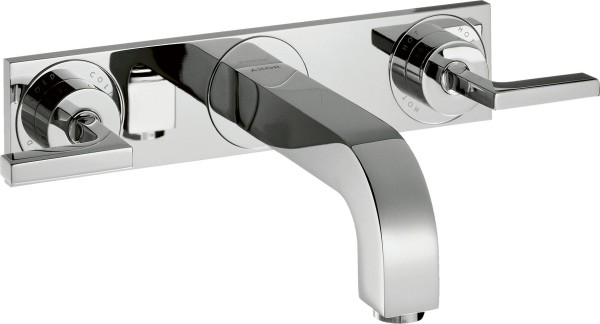 Hansgrohe 3-Loch Waschtischarm.Axor Citterio Wand F-Set lang chrom m.Platte u.Hebelgr, 39148000