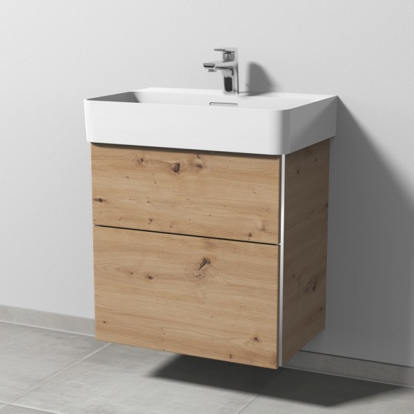 Sanipa 3way Waschtischunterbau zu Laufen VAL Waschtisch mit 2 Auszügen, Eiche Natural-Touch