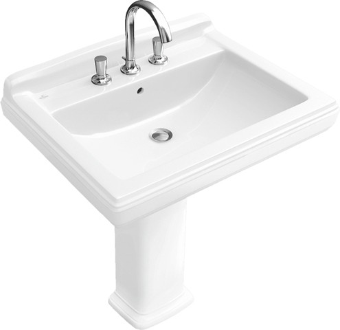 Villeroy & Boch Waschbecken Hommage 750x580mm,, 1 Hahnloch mit Überlauf Weiss Alpin cplus
