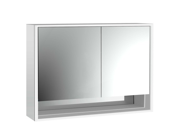 emco LED-Lichtspiegelschrank Loft mit Unterfach Aufputz, 1000 mm, 2-türig, breite Tür links Rückwand