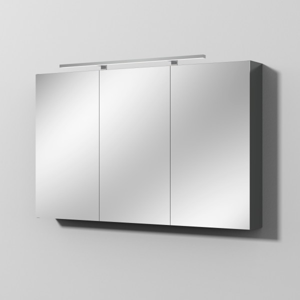 Sanipa Reflection Spiegelschrank MILLA 120 mit LED-Aufsatzleuchte, Anthrazit-Glanz, SD14679