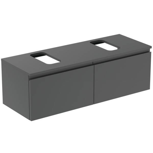 Ideal Standard Waschtischunterschrank Finesse Ausschnitt r/l 1200x440x388mm 2 Auszüge Anthrazit matt