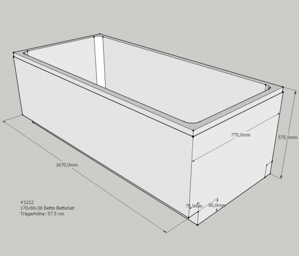 Neuesbad Wannenträger für Bette Set 170x80