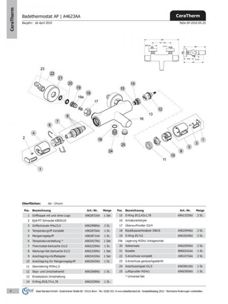 Ideal Standard Anschlagring für Mengenregelgriff, A962563NU