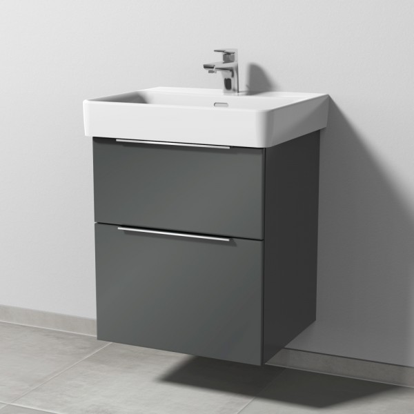 Sanipa 3way Waschtischunterbau zu Laufen Pro S Waschtisch mit 2 Auszügen, Anthrazit-Glanz