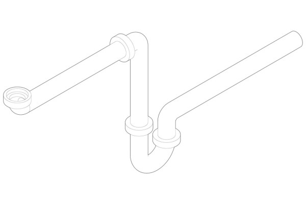 Ersatzteil, Siphon, G 1 1/4, Kunststoff weiß, unterfahrbar