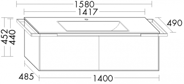 Burgbad Keramik Waschtisch-Set YSO PG1 Matt Lichtgrau Matt/Alpinweiss, SFAC141F2134C0001