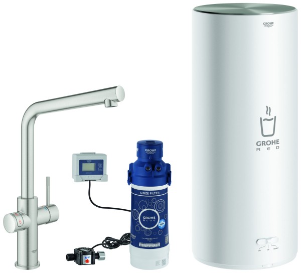 Grohe Armatur und Boiler Red Duo 30325 L-Size L-Auslauf supersteel, 30325DC1