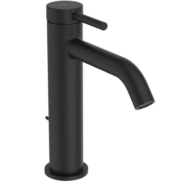 Ideal Standard Waschtischarmatur Ceraline Nuovo Ausladung 135mm m.Ablaufgarnitur Silk Black, BD847